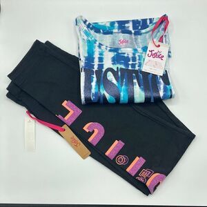 Justice Girls Short Sleeve Tie Dye Tee T-Shirt & Leggings 2pc Set Size XL 16/18